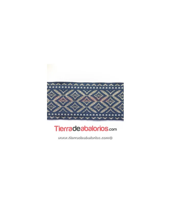 Tapa Costuras Rombos 50mm Azul Marino y Oro