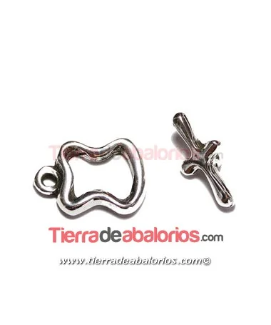 Cierre Nube con Trabilla Cruz 28x20mm, Plateado