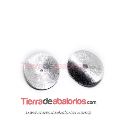 Moneda Curvada 14mm, Agujero centro 1,9mm Plata Matizada Moneda Curvada 14mm, Agujero centro 1,9mm Plata Matizada