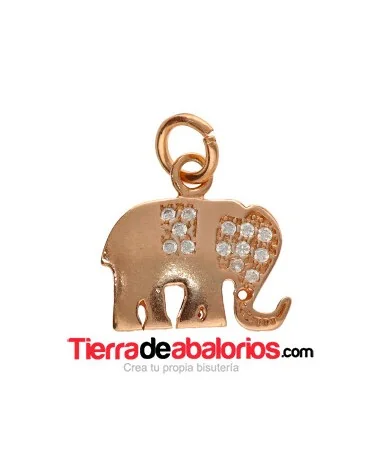 Colgante Elefante de la Suerte 15x14mm con Circonitas