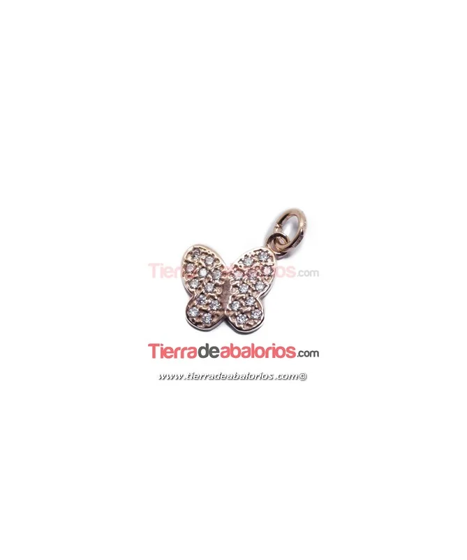 Colgante Mariposa 12x11mm con Circonitas Baño Oro Rosa