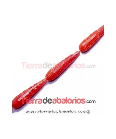 Agata Gota Facetada 40x10mm Agujero 1,2mm Salmón