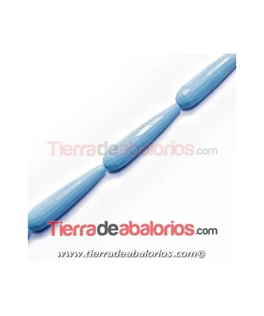 Agata Gota Facetada 40x10mm Agujero 1,2mm Turquesa Mate