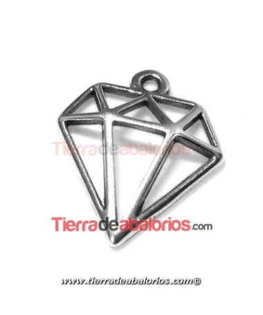 Colgante Diamante 19x16mm con Anilla, Plateado