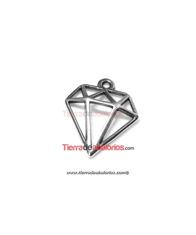 Colgante Diamante 19x16mm con Anilla, Plateado