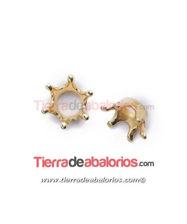 Entrepieza Corona 14x7mm Agujero 6mm, Dorada Entrepieza Corona 14x7mm Agujero 6mm, Dorada