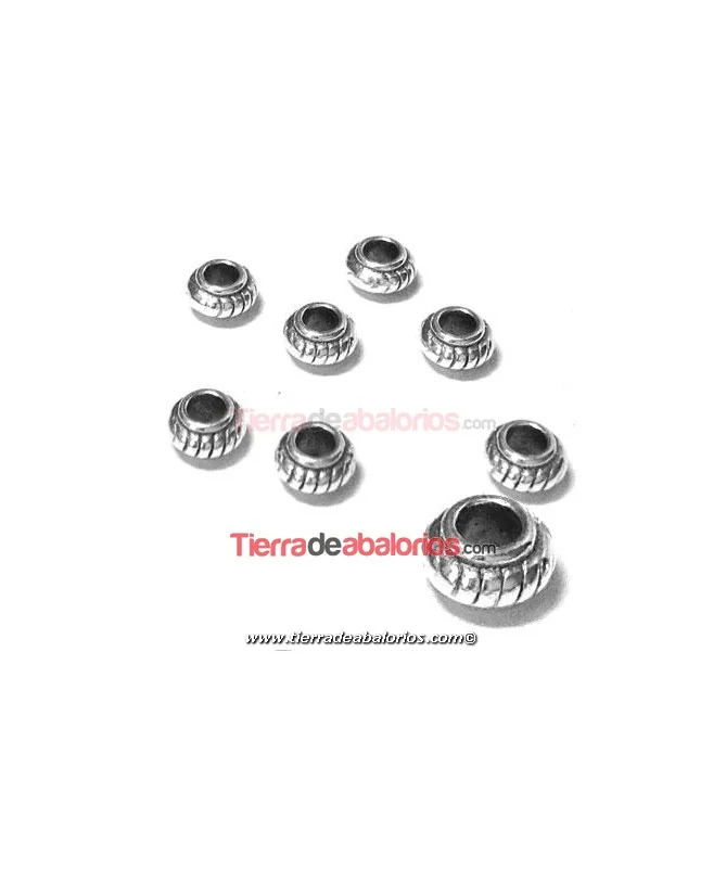 Rondel 6x3mm Agujero 2,7mm, Plateado