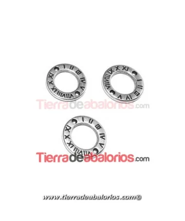 Conector Circulo Números Romanos 11,5mm, Plateada Conector Circulo Números Romanos 11,5mm, Plateada