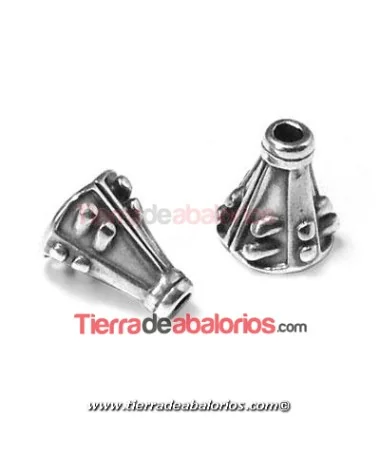 Capuchón Cónico 10x7,8mm Agujero 5mm, Plateado
