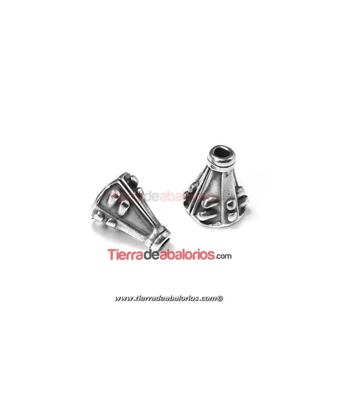 Capuchón Cónico 10x7,8mm Agujero 5mm, Plateado
