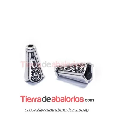 Capuchón Cónico 12x7mm Agujero 5mm, Plateado Capuchón Cónico 12x7mm Agujero 5mm, Plateado