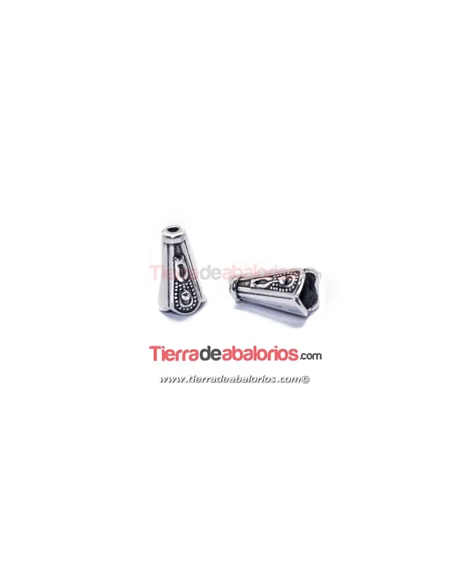 Capuchón Cónico 12x7mm Agujero 5mm, Plateado