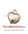 Colgante Corazón y Ala de Angel 13x12mm con Anilla, Dorado