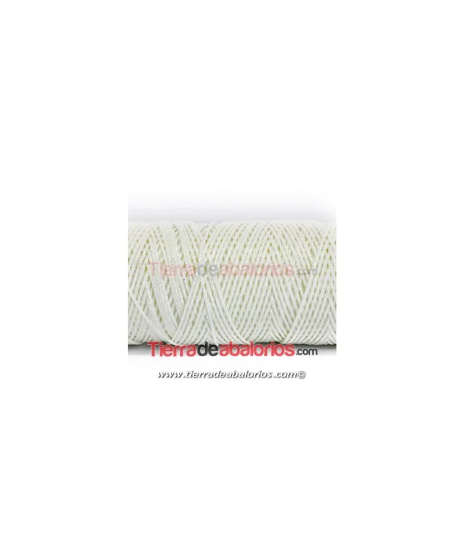 Algodón Redondo Encerado Metalizado 1mm, Blanco Perlado Algodón Redondo Encerado Metalizado 1mm, Blanco Perlado