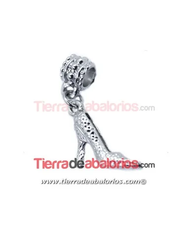 Tubo 6x7mm con Colgante Tacón 15x15mm, Plateado