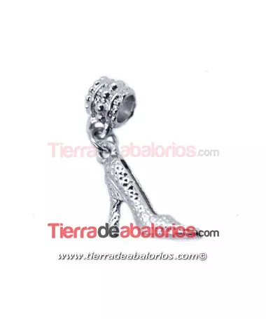 Tubo 6x7mm con Colgante Tacón 15x15mm, Plateado