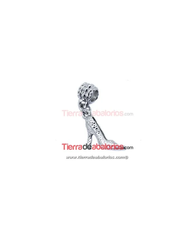 Tubo 6x7mm con Colgante Tacón 15x15mm, Plateado