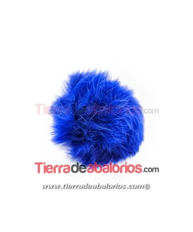 Pompon de Conejo 60mm Azul Eléctrico