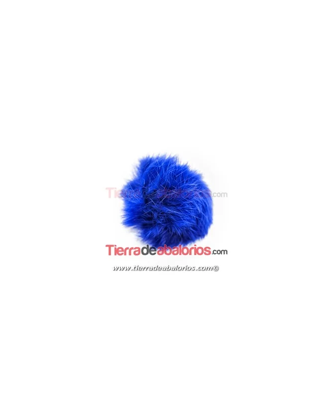Pompon de Conejo 60mm Azul Eléctrico