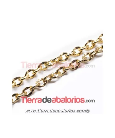Cadena Oval Eslabón Irregular 8x6mm, Dorada (metro) Cadena Oval Eslabón Irregular 8x6mm, Dorada (metro)