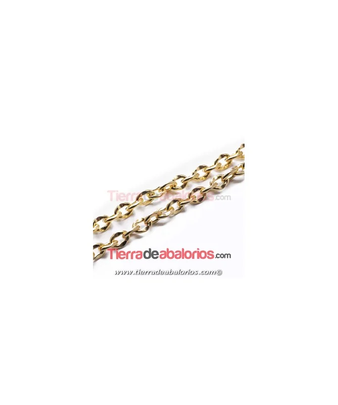 Cadena Oval Eslabón Irregular 8x6mm, Dorada (metro) Cadena Oval Eslabón Irregular 8x6mm, Dorada (metro)
