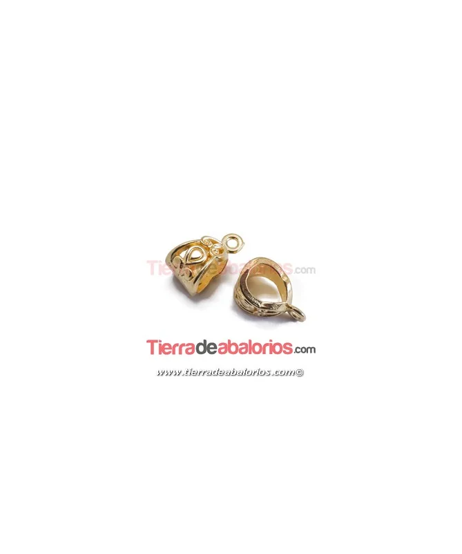 Tubo con Anilla para Colgar 8x10mm, Agujero 6x5mm, Dorado