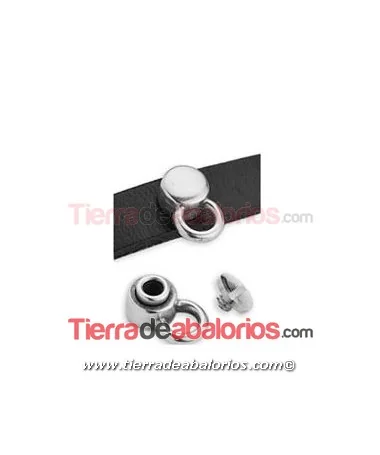 Pieza para Cuero 13x8mm con Anilla para Colgante, Plateada