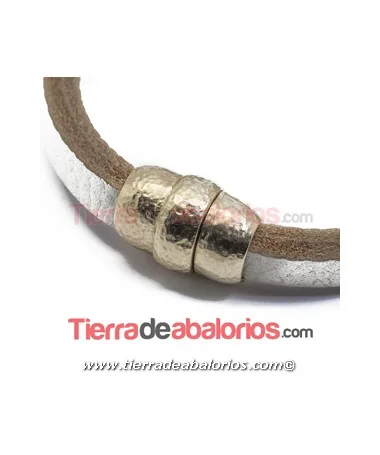 Cierre Tubo Irregular Martillado con Imán, Dorado