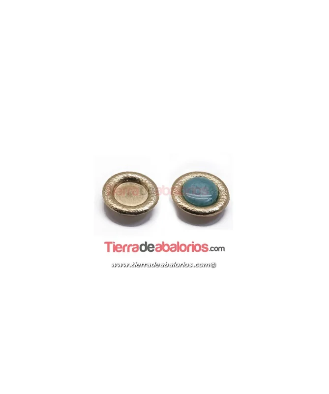 Pieza para Cierre 21mm y Cabujón de 13mm Dorado Rugoso