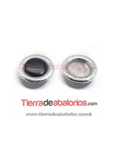 Pieza para Cierre 21mm y Cabujón de 13mm Plateado Rugoso Pieza para Cierre 21mm y Cabujón de 13mm Plateado Rugoso