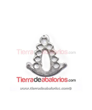 Colgante Virgen del Rocío 55x52mm, Plateado Matizado Brillo