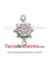 Conector Timón 32x21mm con 2 Anillas, Plateado