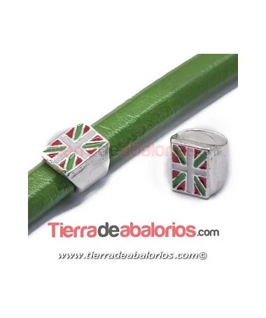 Entrepieza Regaliz Bandera Ikurriña 13x12mm, Plateada