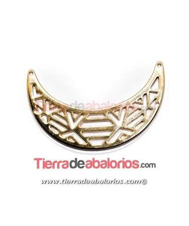 Entrepieza Media Luna Calada Colgante para Collar 64x19mm, Dorada Entrepieza Calada Colgante para Collar 64x19mm, Dorada