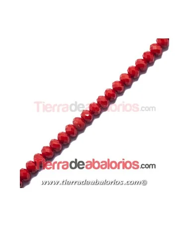 Bola Rondel Facetada 8x6mm Agujero 1,5mm Roja