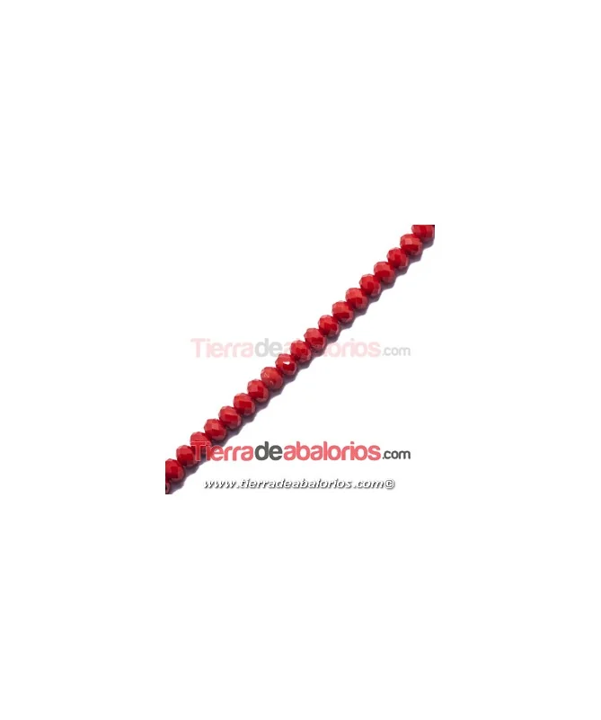 Bola Rondel Facetada 8x6mm Agujero 1,5mm Roja