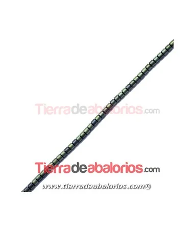 Hematite Canutillo 3x3mm Agujero 0,4mm Verde Verona Met.