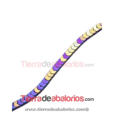 Hematite Galón 5x6mm Agujero 0,5mm Morado Tornasol. Met. Br.