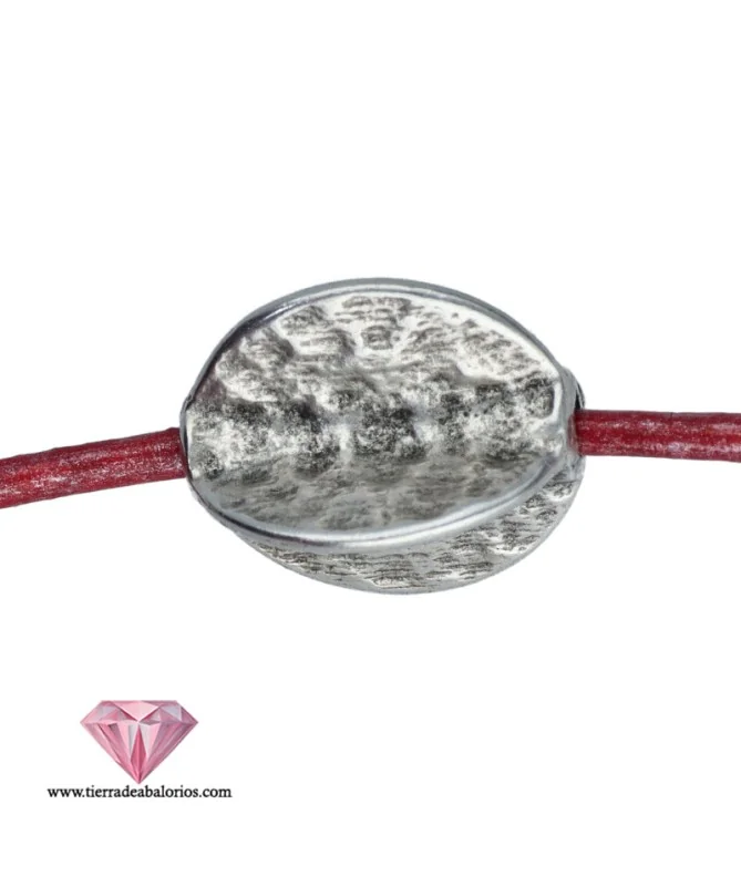 Entrepieza Rugosa 14x13mm Agujero 2mm, Plateada