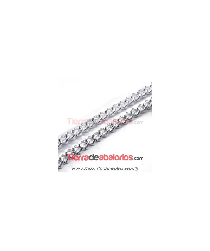 Cadena Eslabón Rayado 8x6mm, Plateada (metro)