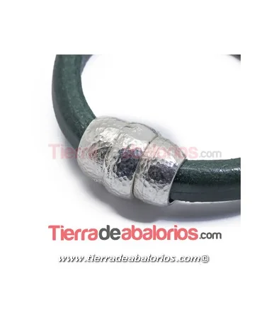 Cierre Tubo Irregular Martillado con Imán, Plateado