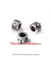 Tubo Rondeles 8x6mm con Anilla para Colgante, Plateado