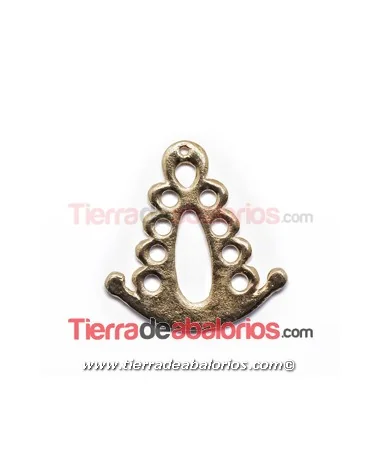 Colgante Virgen del Rocío 55x52mm, Dorado Matizado Brillo