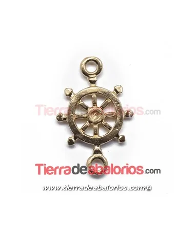 Conector Timón 32x21mm con 2 Anillas, Dorado