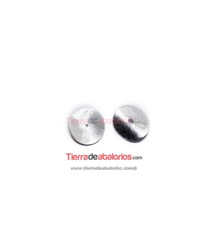 Moneda Curvada 12mm, Agujero Centro 1,3mm Plata Matizada