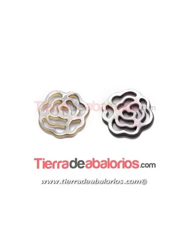 Nacar Flor Calada 15mm, Negra Nacar Flor Calada 15mm, Negra