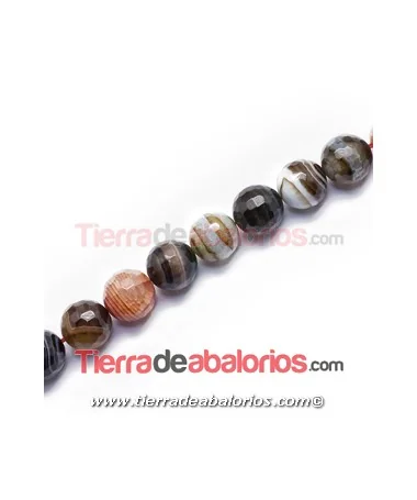 Agata Bandeada Natural Bola Facetada 12mm Agujero 1mm