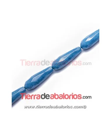 Jade Gota Facetada 30x10mm Agujero 1,5mm Blue Biscay Bay