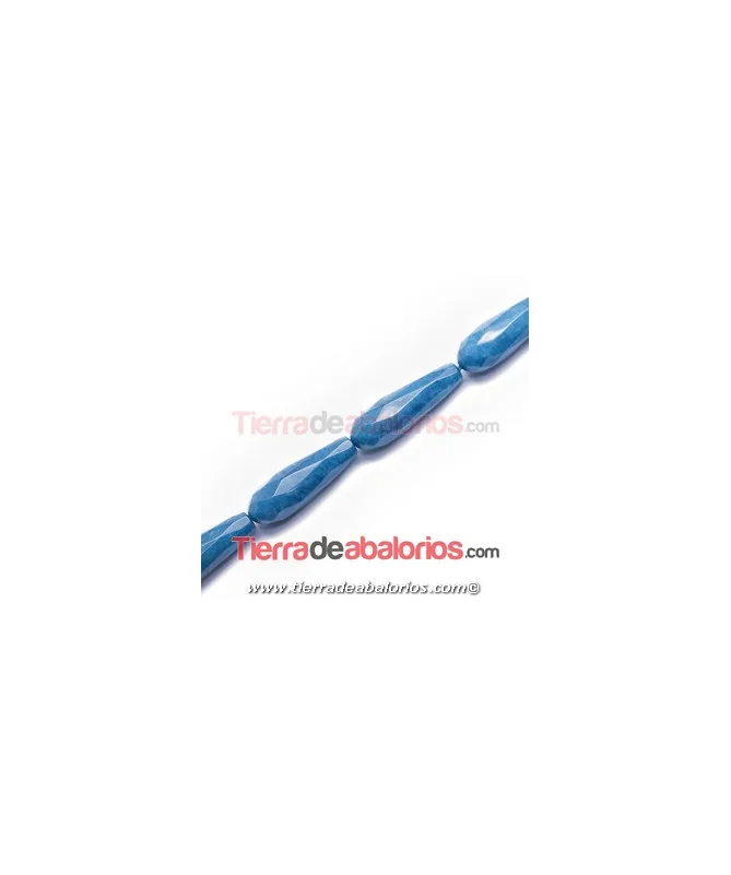 Jade Gota Facetada 30x10mm Agujero 1,5mm Blue Biscay Bay