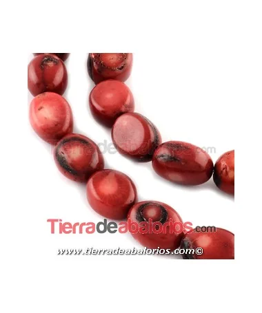 Coral Bambú Nugget Oval 18x13mm aprox. Agujero 1mm